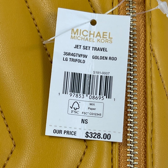 Michael Kors Jet Set Travel Large Trifold Wallet - Goldenrod - NWT - Picture 4 of 4